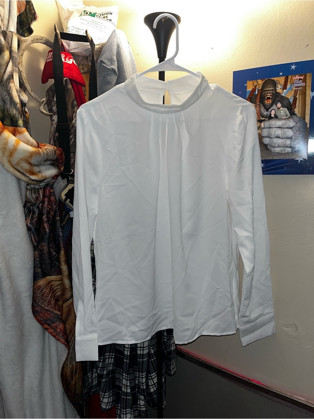 Elegant & Professional White Mock-Neck Blouse